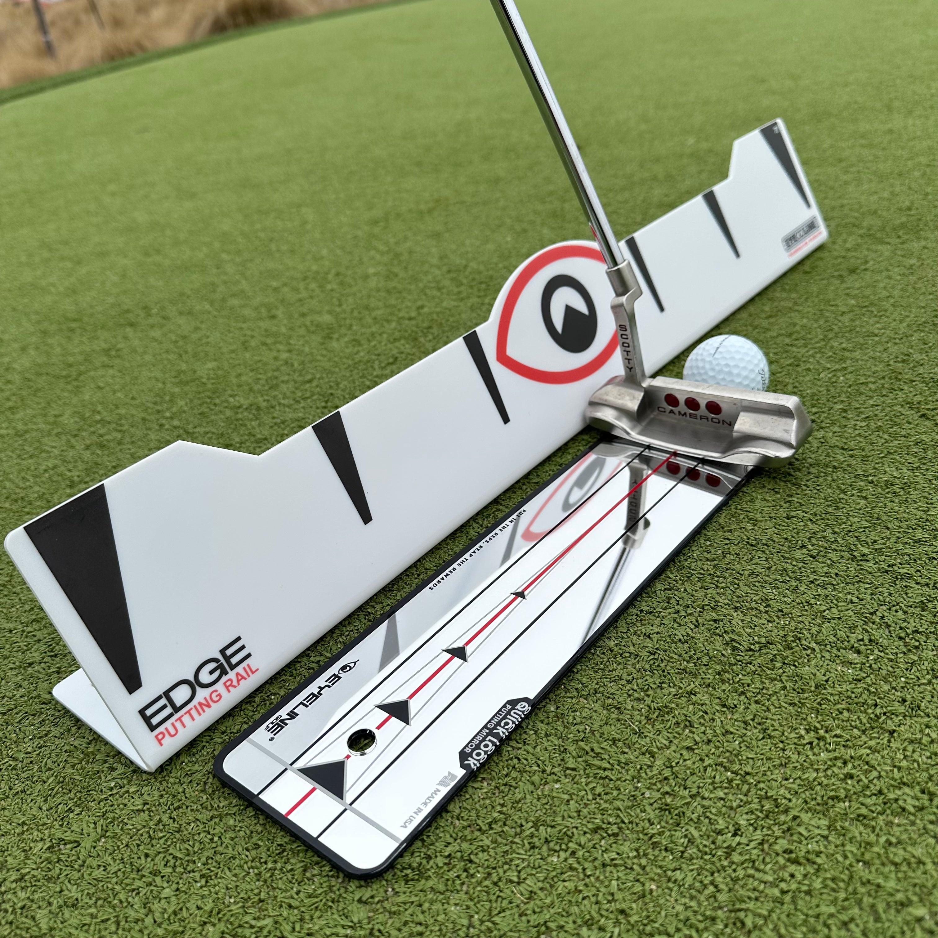 Edge Putting Rail & Quick Look Mirror Combo | EyeLine Golf Edge Putting Rail & Quick Look Mirror Combo | EyeLine Golf